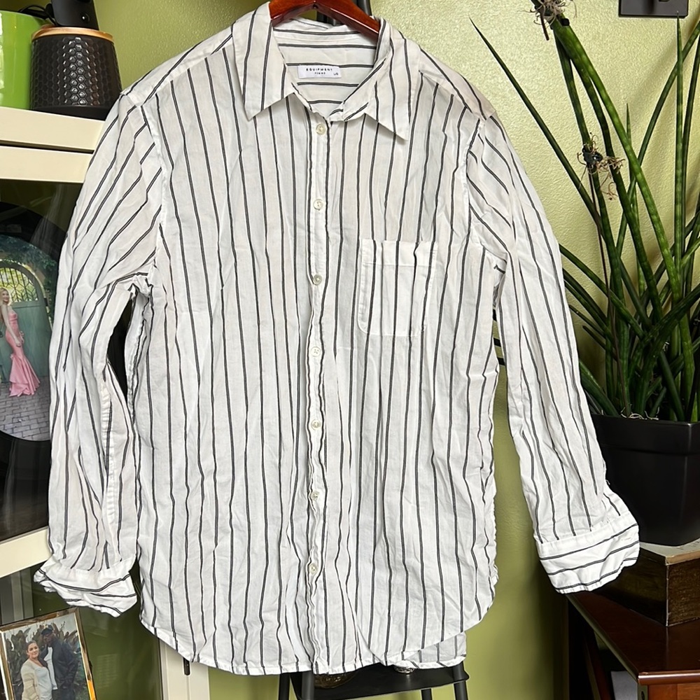 White Button down w/ Black stripes by Equipment.